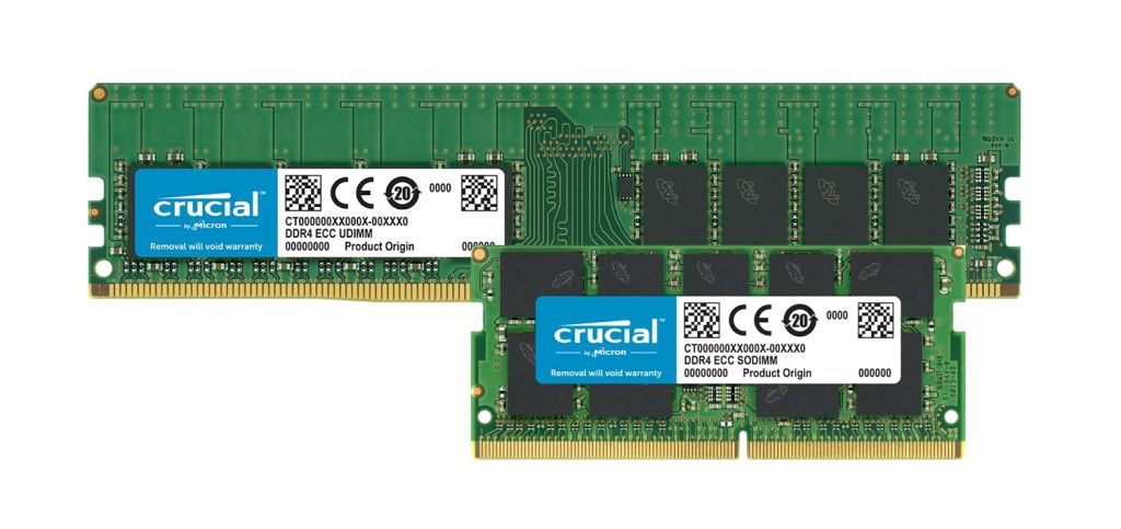 Módulos de memoria ECC Crucial DDR4.